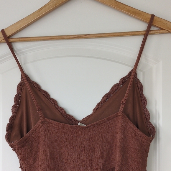 Indulge Brown Maxi Dress with Crochet Detail - Picture 4 of 5